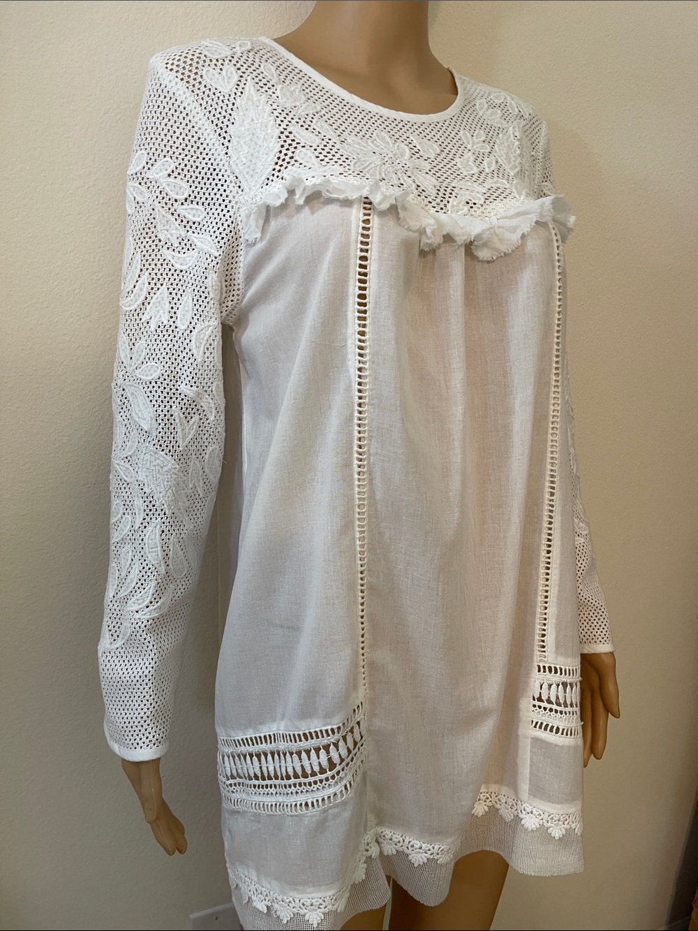 RAGA White Cotton Crochet Boho Tunic/Cover-Up - Picture 13 of 16